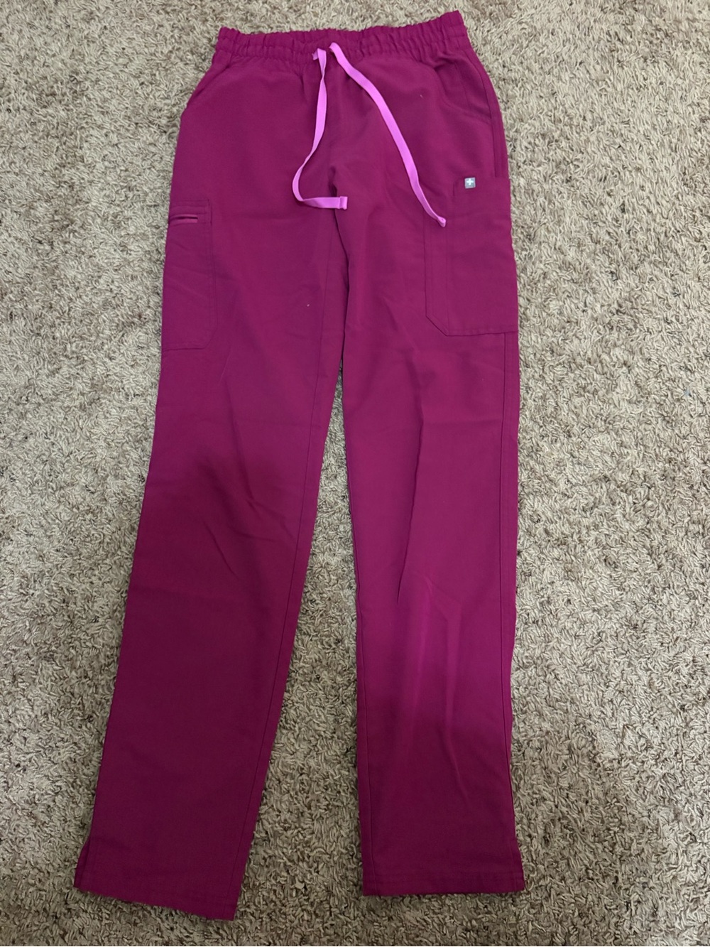 Figs Women's Magenta Scrub Joggers with Pink Drawstring
